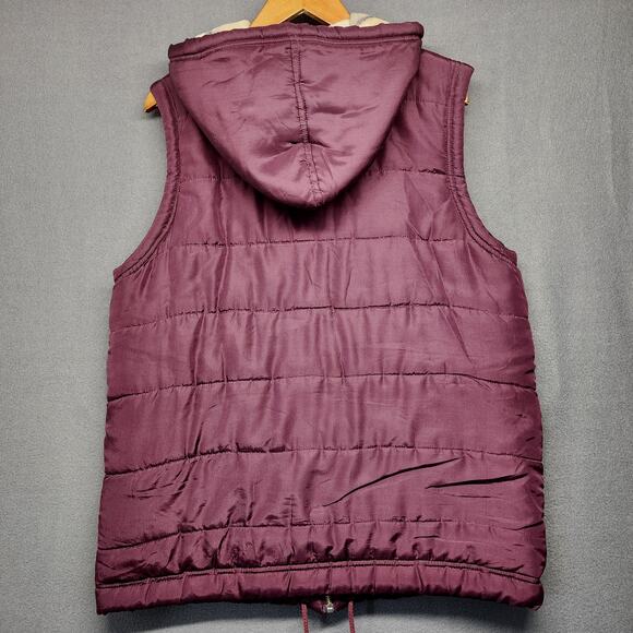 NY News Vest Women Medium Purple Silk Hooded Full Zip Fleece Lined Vtg Y2K - Picture 2 of 10